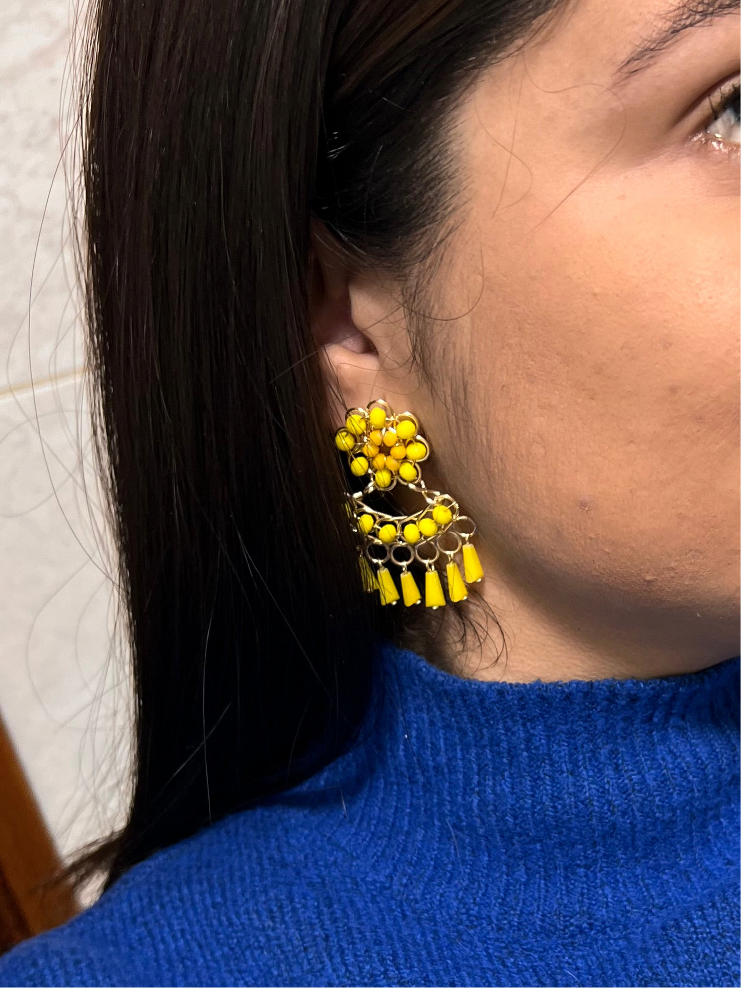 Boucles d'oreilles Flor de rocío jaune