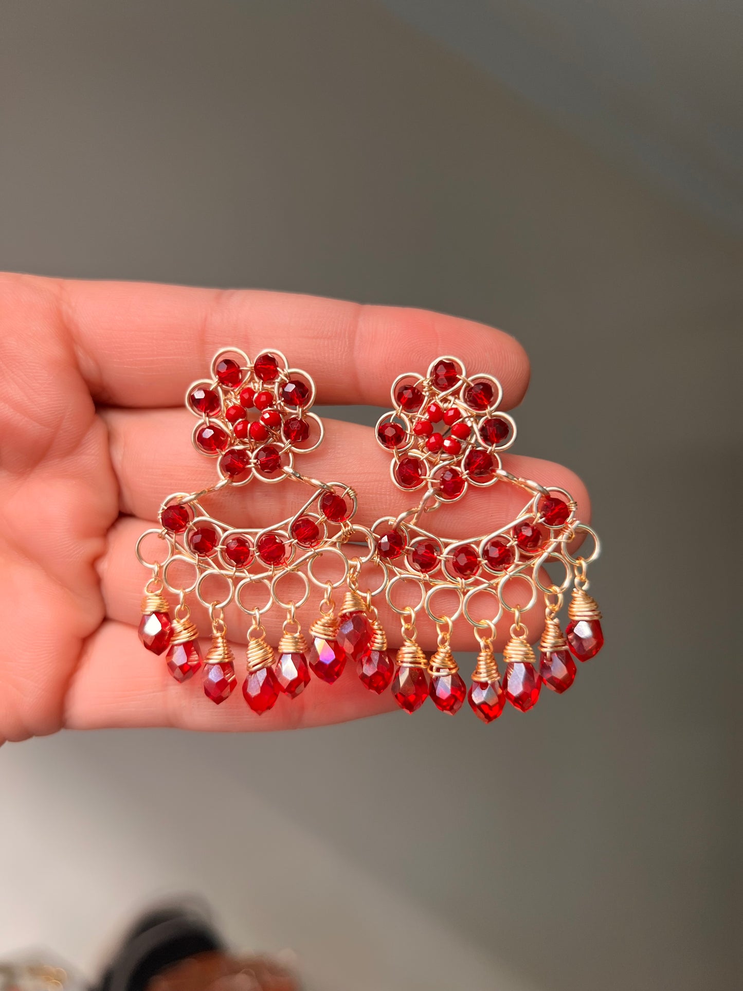 Boucles d'oreilles Flor de Rocío rouge