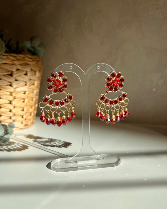 Boucles d'oreilles Flor de Rocío rouge