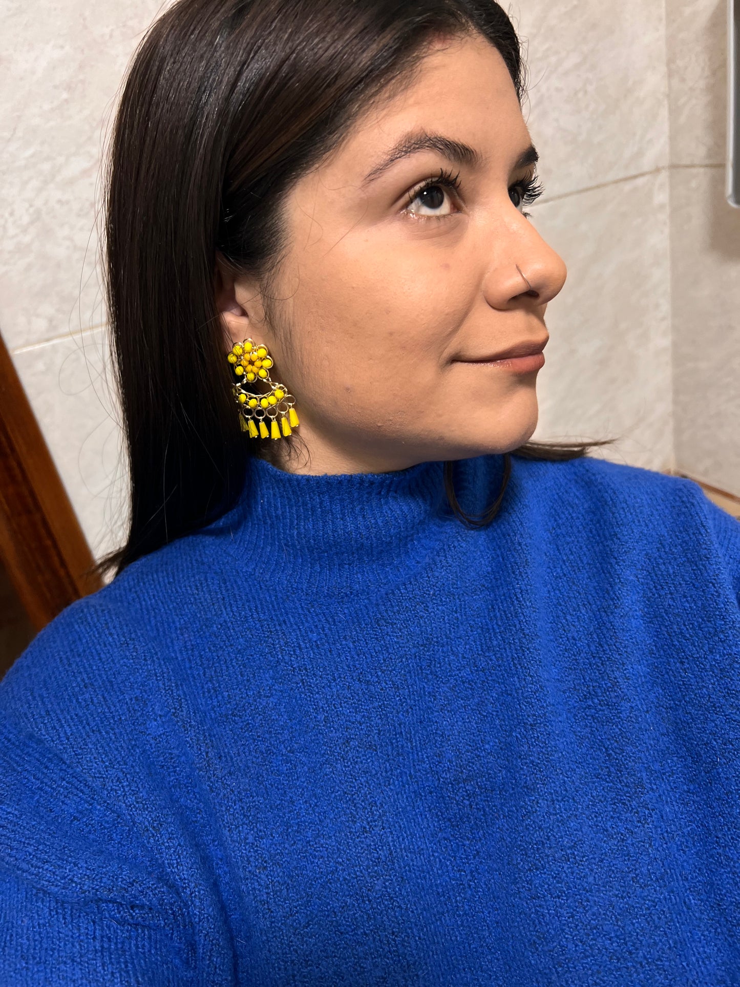 Boucles d'oreilles Flor de rocío jaune