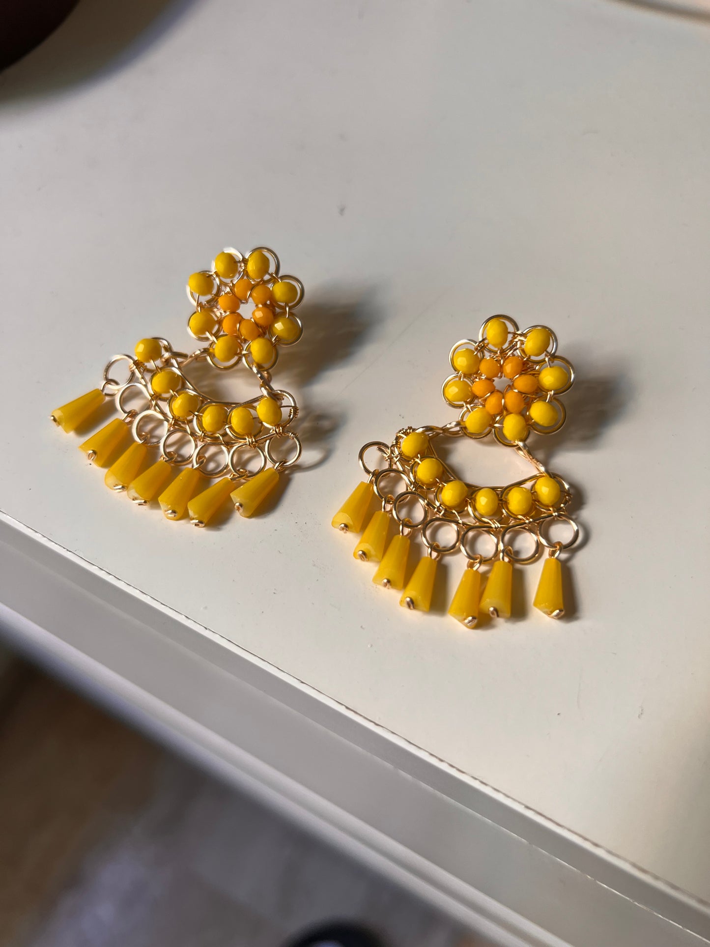 Boucles d'oreilles Flor de rocío jaune